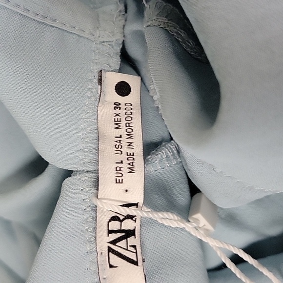 Zara Flowy Pastel Light Blue Midi Dress  Size Large NWT - Picture 9 of 13